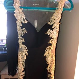 JVN Black and Gold Prom Dress
